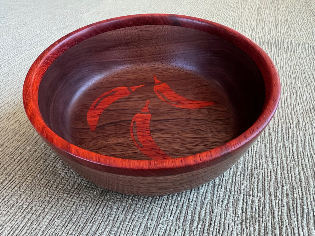 Turned Walnut Bowl with Padauk Rim